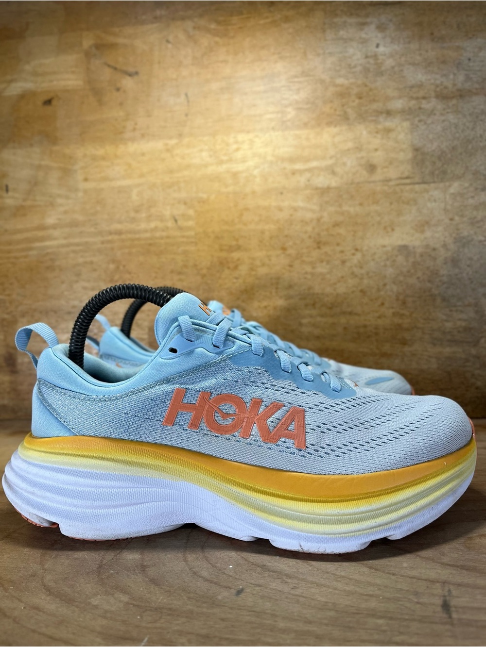 Hoka One One Bondi 8 REFLECTIVE Womens Size 7.5 Wide Running Shoes Sneakers Blue